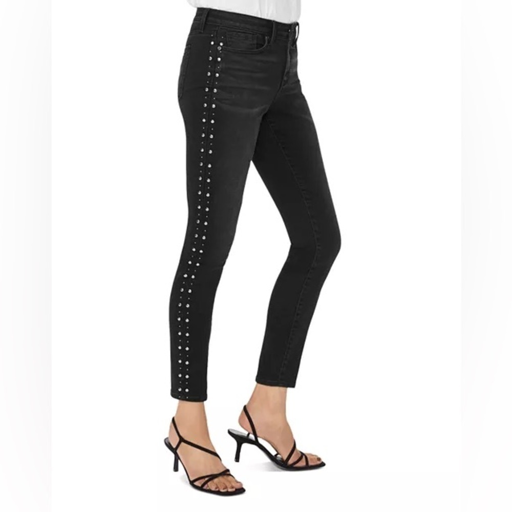 14 fits 16 NYDJ frannie skinny studded jeans black lift tuck technology